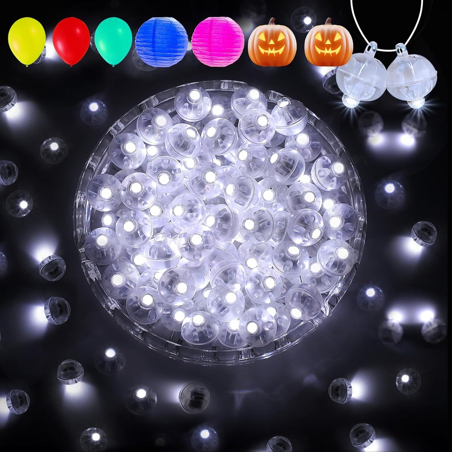 Aogist 200Pcs White Balloon Lights with Hook,Long Standby Time,Waterproof Mini Light for Birthday Party Wedding Christmas Halloween Easter Decorative