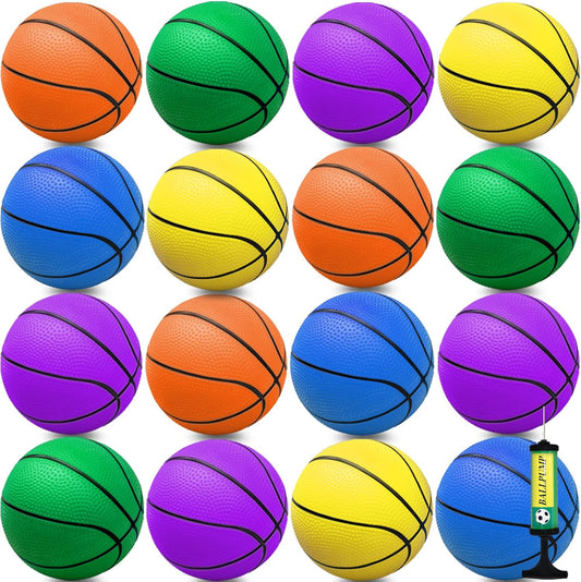 15Pcs 6" Mini Basketball Balls Bulk Small Basketball Set, PVC Small Basketball for Over The Door Basketball Hoop Games Party Favors Indoor Outdoor Play Adults Kids Pool Beach Colorful