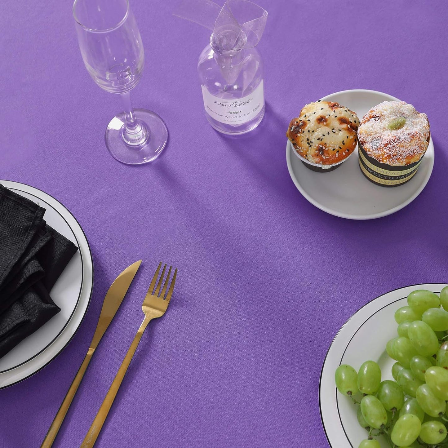 Rectangle Tablecloth 60x120 inch Washable Polyester Fabric Table Cloth for Wedding Party Dining Banquet Decoration（60x120,Purple）