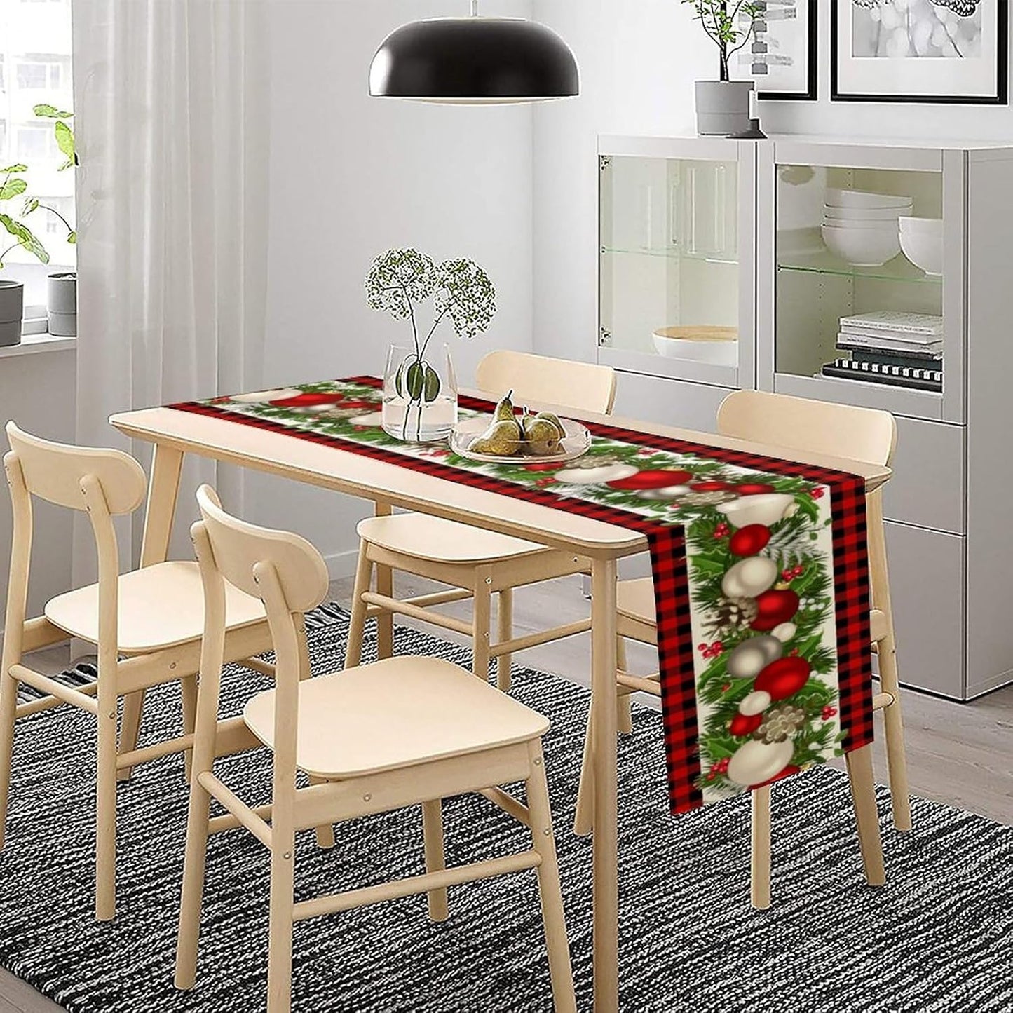 Christmas Table Runner,Seasonal Winter Xmas Holiday Farmhouse Table Cloth Kitchen Dining Table Decoration for Home Party Decor 13x70 Inch