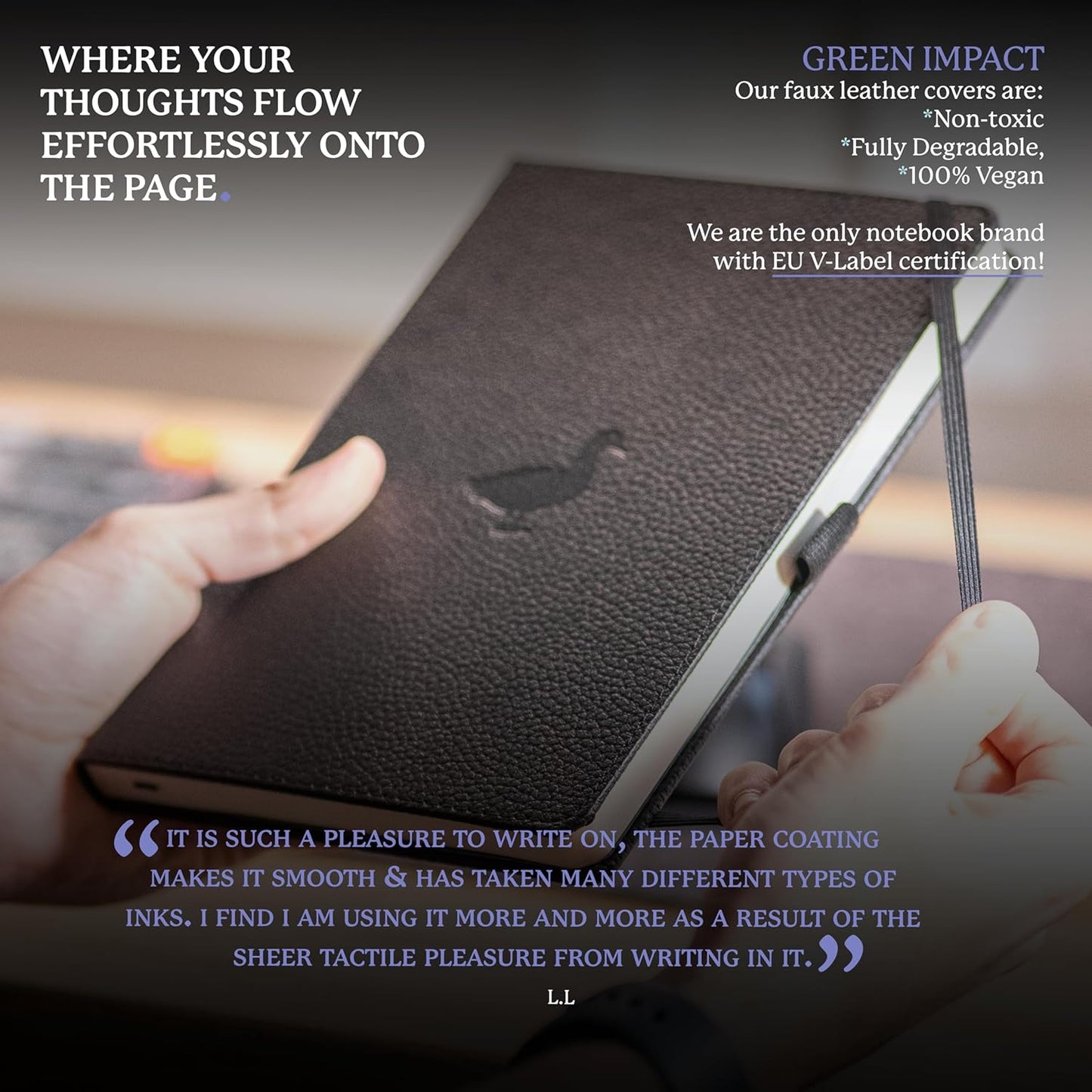 Dingbats* Wildlife Plain Writing Journal Notebook A5 - Vegan Leather Hardcover - Ideal for Work, Travel - Pocket, Elastic Closure, & Bookmark