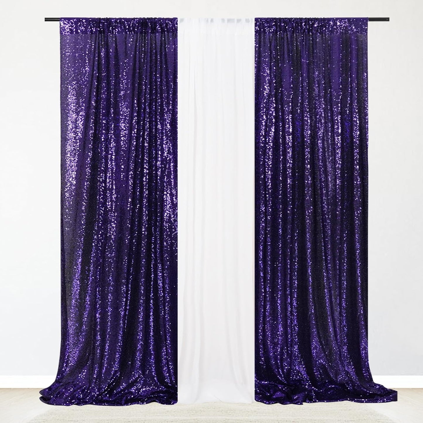 Eternal Beauty Sequin Backdrop Curtains, 2x8 Ft-2 Panels Purple Back Drop for Shimmer Photography Party Wedding Birthday Decor