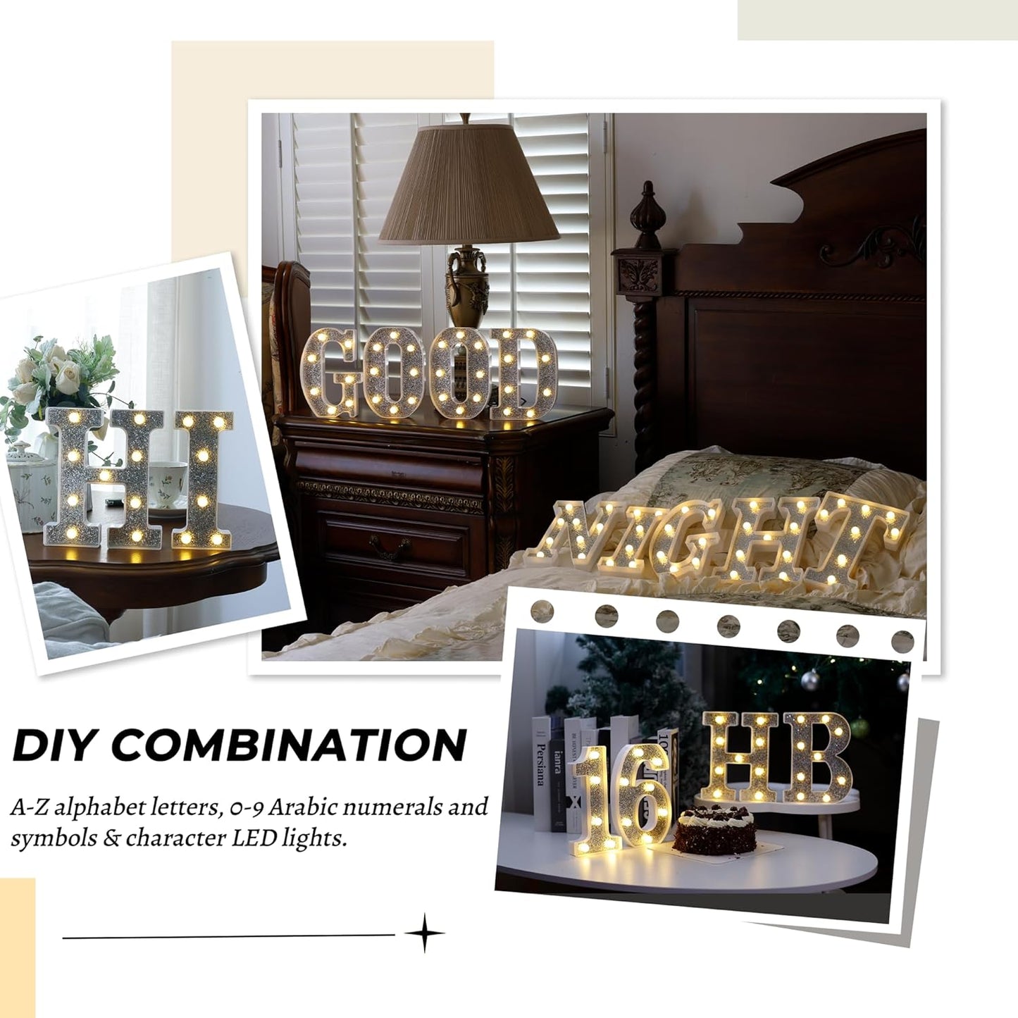 Marquee Light Up Letters, Glitter Silver LED Letter Lights Battery Powered Alphabet Letter Sign for Night Light Wedding Birthday Party Cafe Bar Decoration Girls Room Decor - F