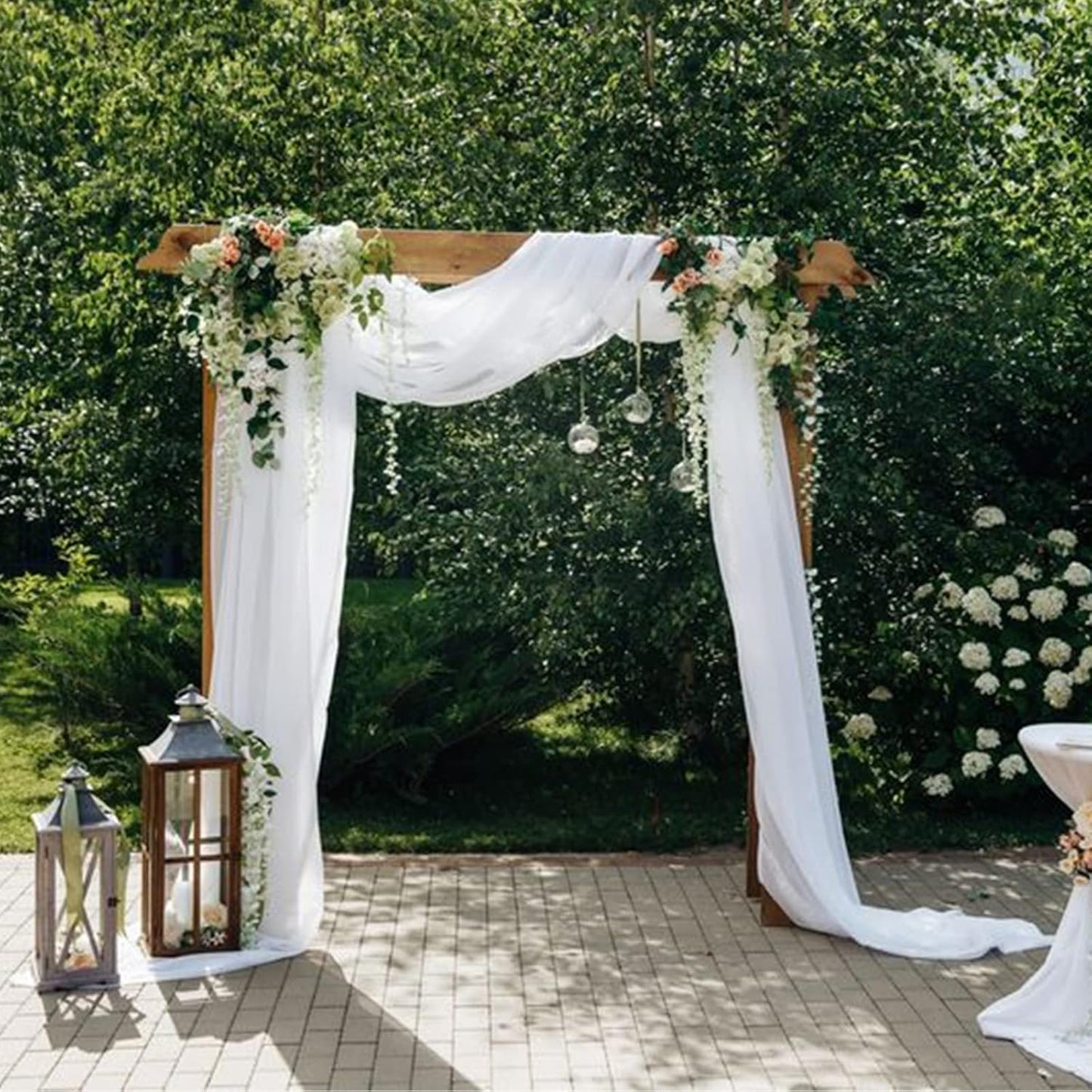 Wedding Arch Draping Fabric, 63" x 26Ft White Drapes for Wedding Tulle Fabric Drapery Sheer Backdrop for Ceremony Arch Stage Party Ceiling Décor