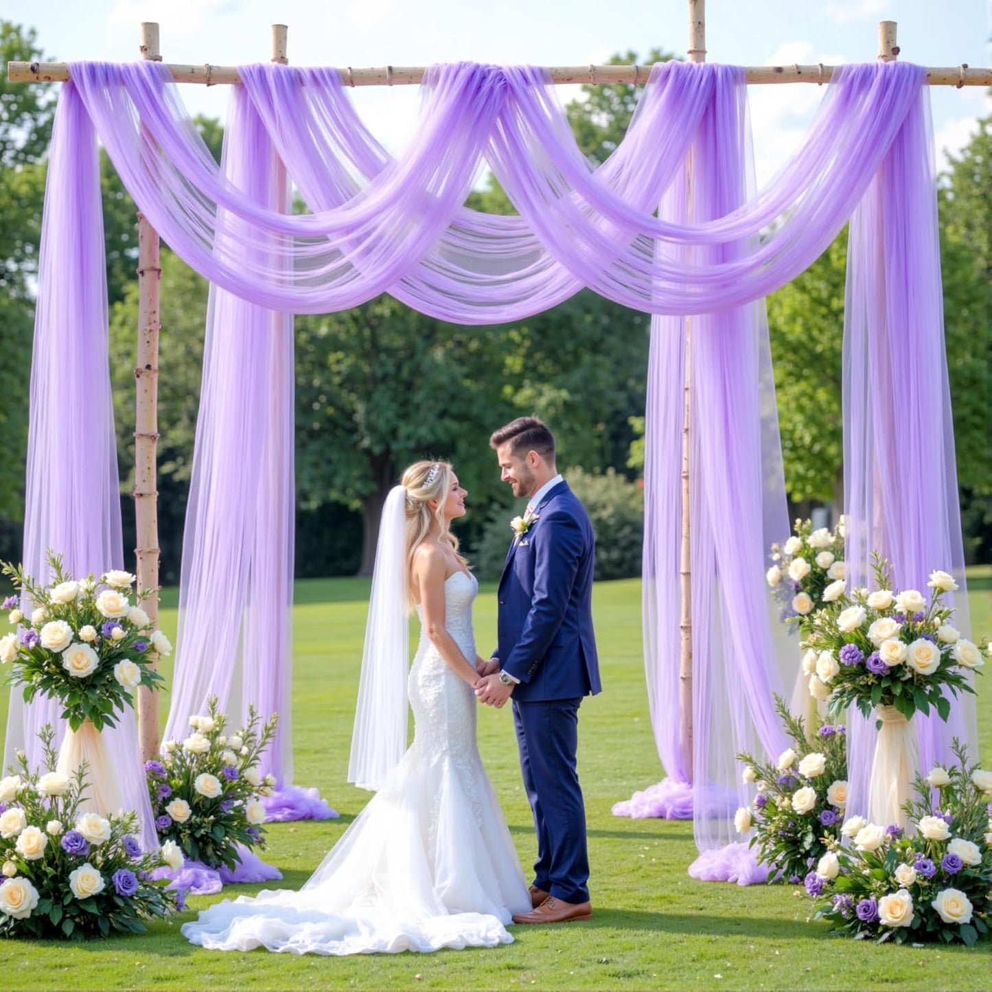 Wedding Arch Draping Fabric Backdrop 1 Panel 60" x 26Ft Purple Arch Drapes Curtains for Wedding Reception Sheer Tulle Backdrop Curtain for Ceremony Birthday Party Baby Shower Arbor Ceiling Decorations
