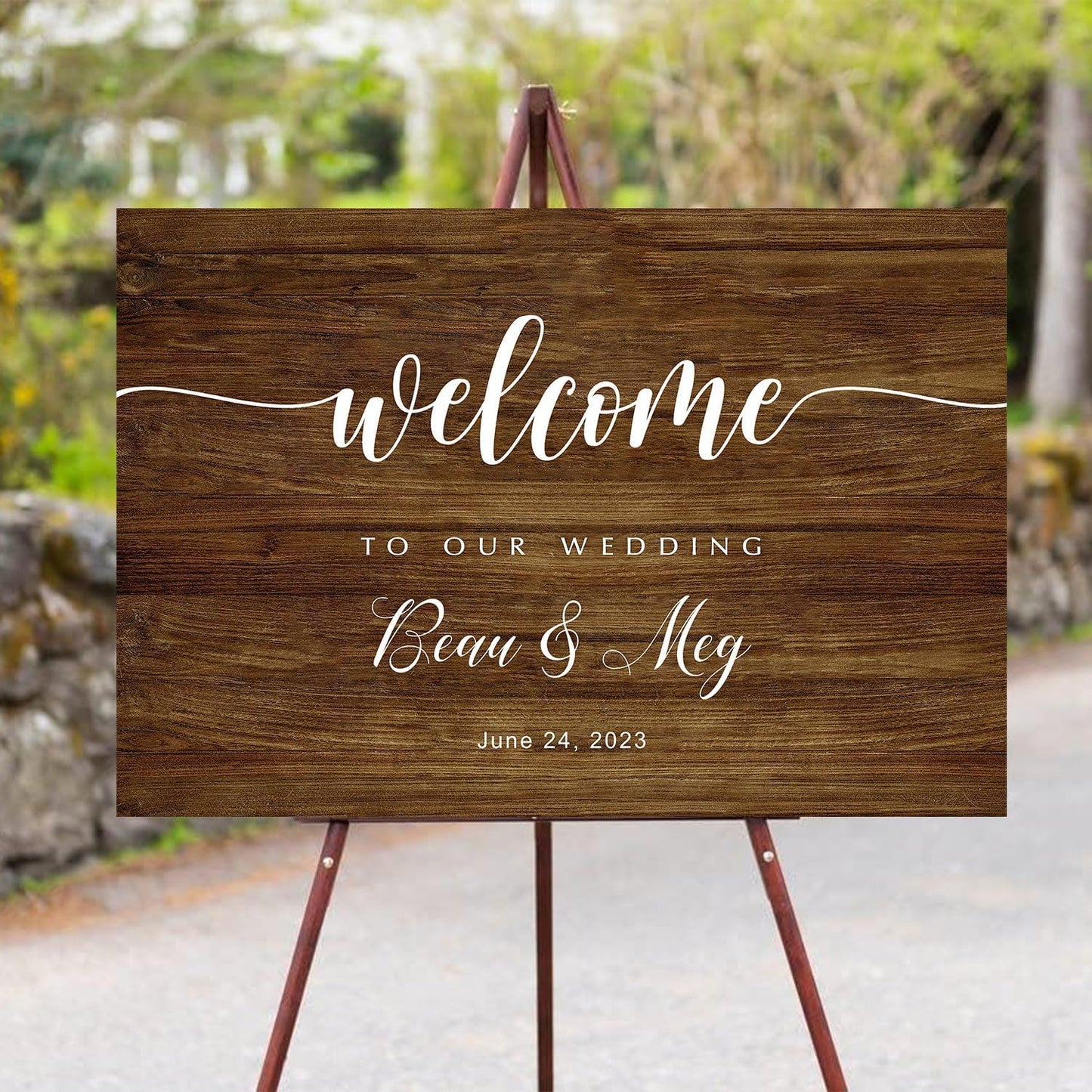Generic Rustic Wedding Sign, 12x18 inches, Plastic, Weatherproof & Fade-Resistant, Customizable