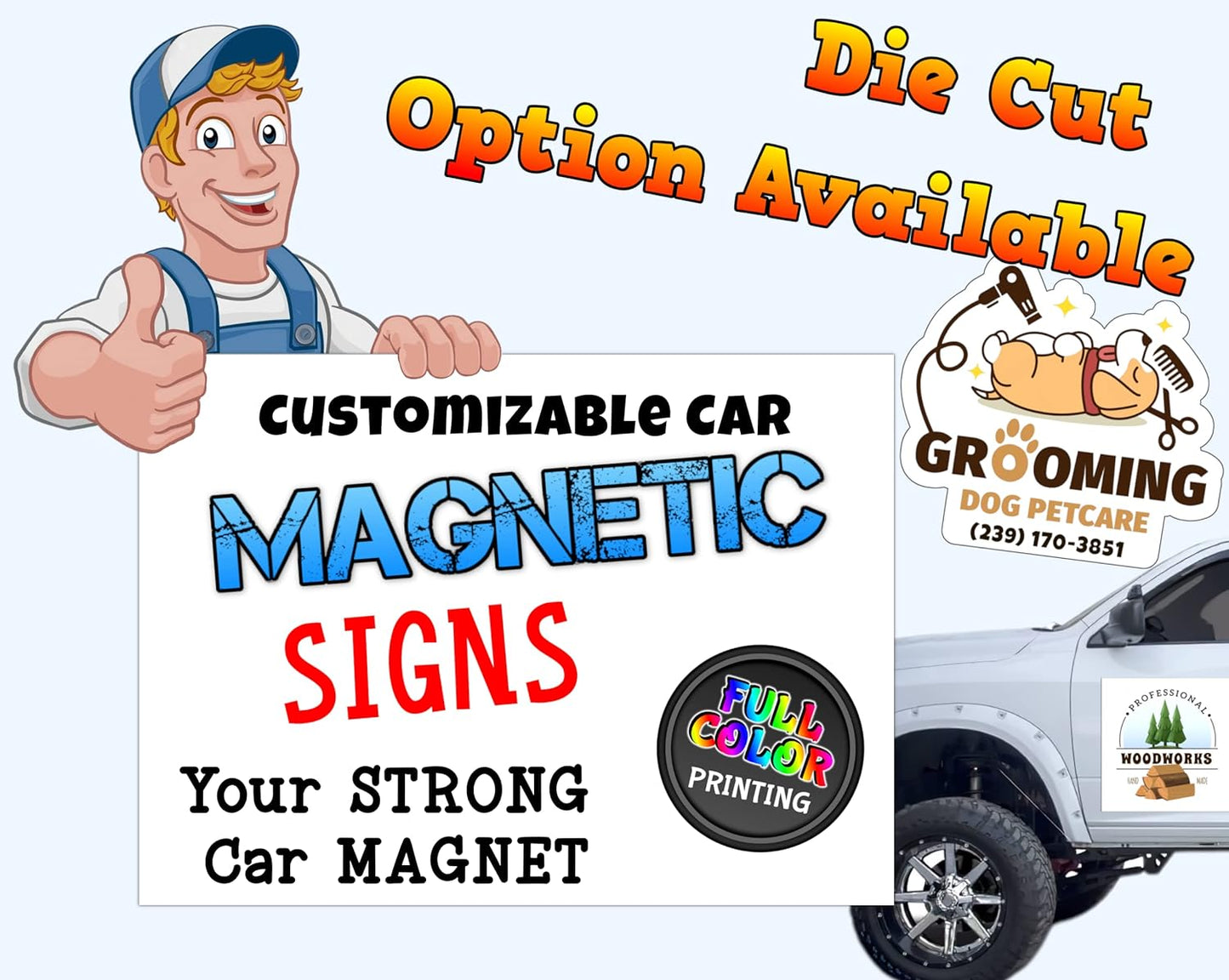 My Happy Customized Gifts Custom and Professional Logo Magnet Sign Personalized Logo for Your Car, Van, Truck Advertise Your Business Magnetic Signs