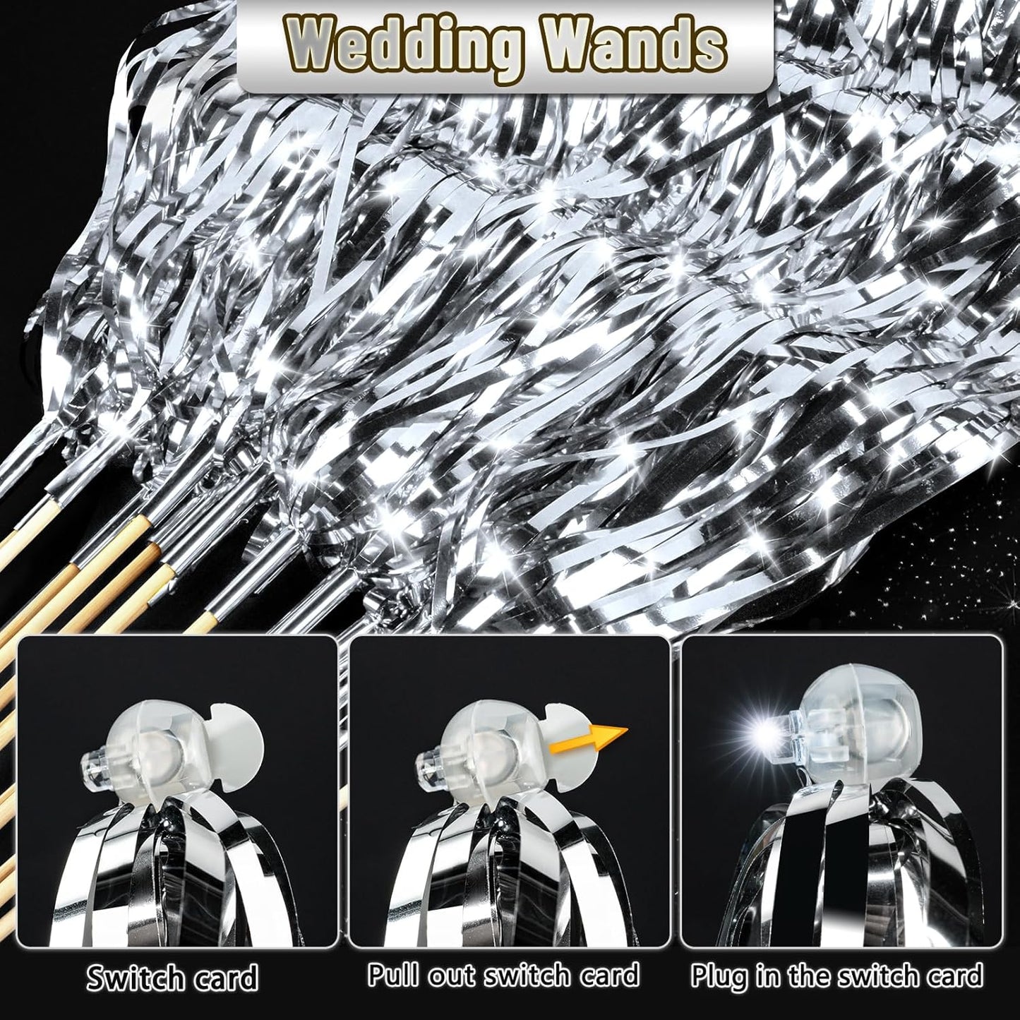 100 PCS Wedding Wands, Silver Wedding Light Sticks for Send Offs and Parties
