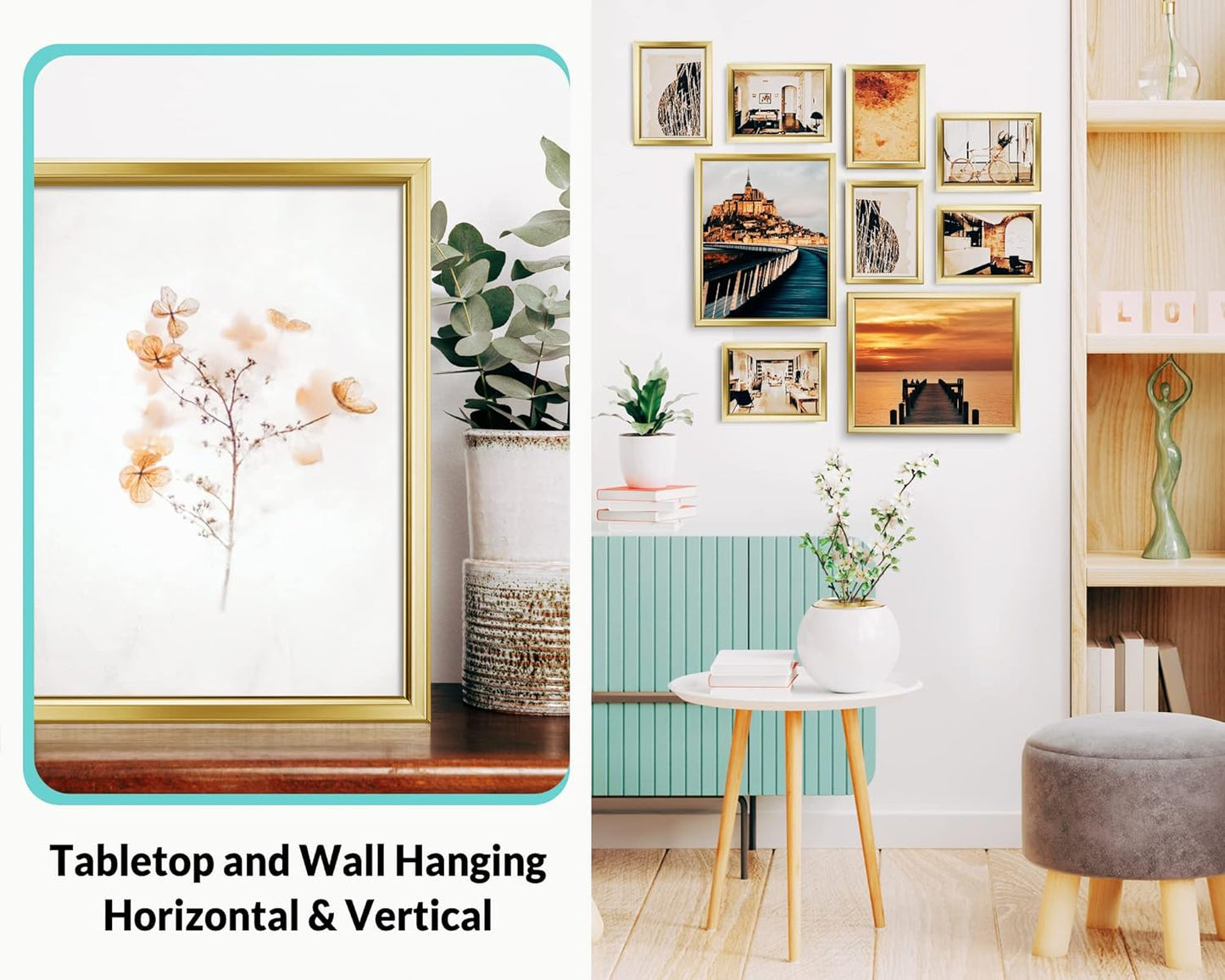 LaVie Home 8x10 Picture Frames (12 Pack, Gold) Simple Designed Photo Frames for Wall Mount Display, Set of 12 Classic Collection