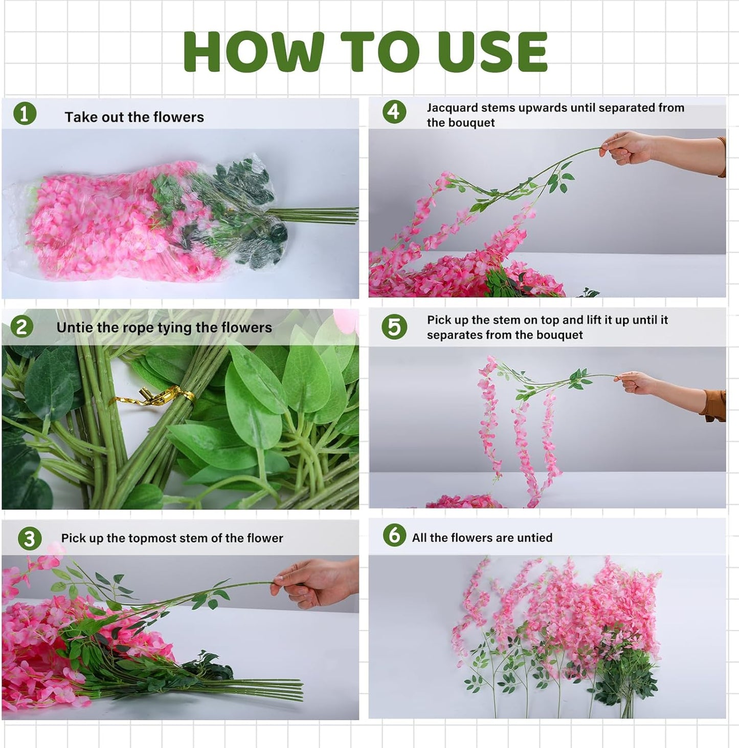 Wisteria Hanging Flowers,Fake Hanging Flowers,Wisteria artificiales Garland for Home Wedding Arch Floral Party Garden Ceremony Outdoor Decor,3.6 feet Long(108,Pink)