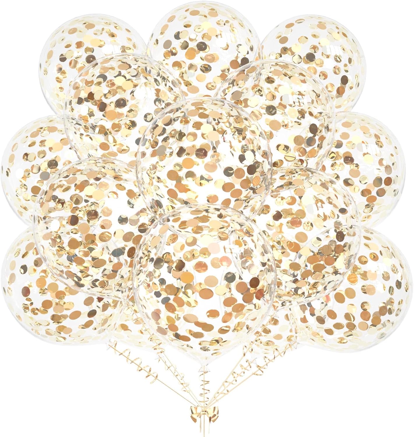 50pcs Light Gold Foil Confetti Balloons,12 inch Latex Balloon with Light Gold Confetti Inside for Birthday Family Party Wedding Party Baby Shower Decoration Supplies