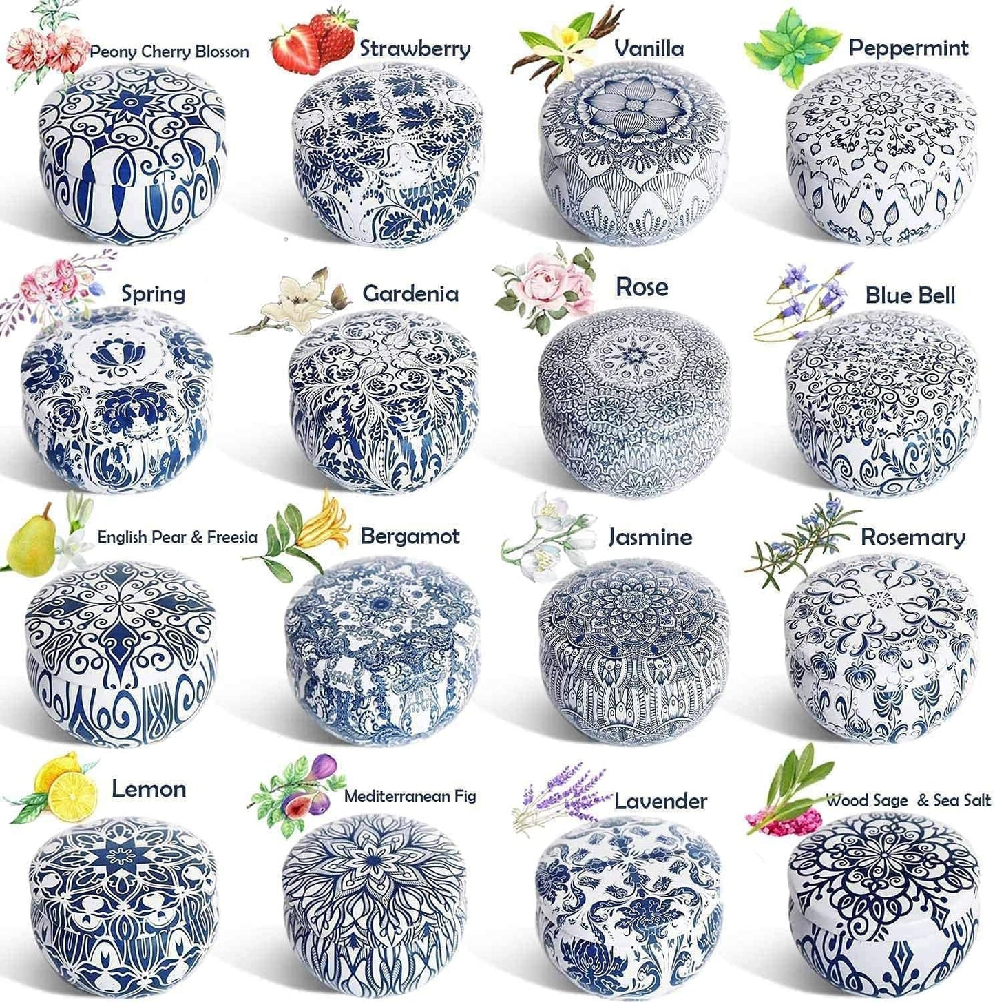 Scented Candles Gifts Set 16 Pack Soy Wax Travel Tin Jar Candles for Home 2.5 OZ for Mom for Christmas, Birthday, Thanksgiving, Mother's Day