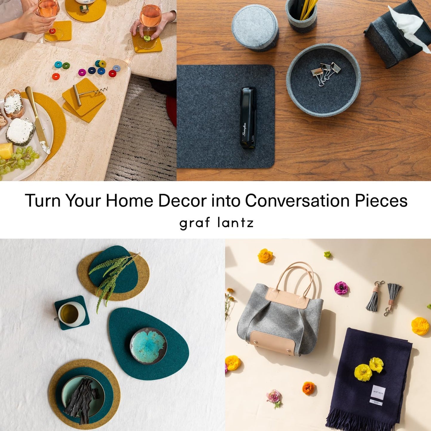 Graf Lantz - Wine-Ote's Merino Wool Wine Glass Charms (Cheers) 7 Count - Drink Markers with Note Card - Reusable - 7 Colors - Boho Style - Home Decor, Party Favors & Vacation Essentials - 5mm Felt