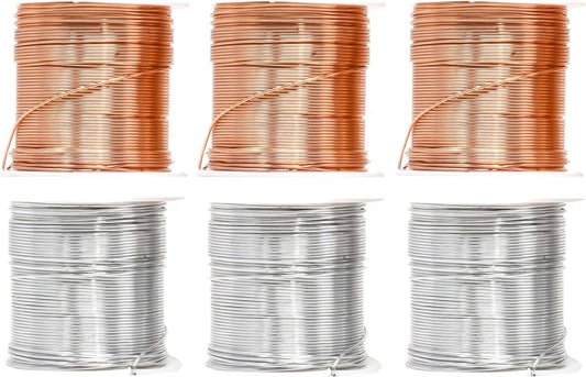 Mandala Crafts 20 Gauge Anodized Aluminum Craft Wire for Jewelry Making - 450 FT Colored Flexible Silver Copper Tone Wire - Bendable for Bonsai Armature Crafting Sculpting