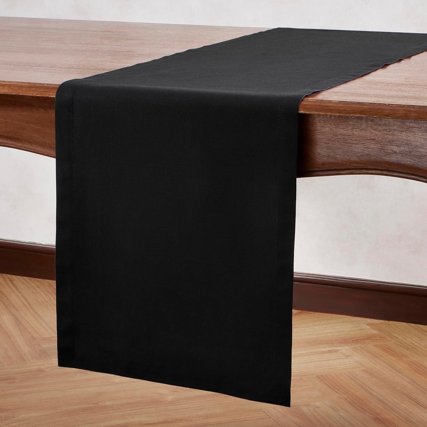 Cotton Linen Table Runner 48 Inches – Small Summer Black Table Runner 14 x 48 Inch – Washable Fabric Scarf Dresser Table Runner for Wedding Decoration, Gift – Eva
