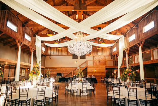 6 Panels Ivory Ceiling Drapes, 5ftx20ft Ceiling-Drapes Wedding Arch Draping Fabric Cheesecloth Sheer Curtain Romantic Decorations for Wedding Party Banquet Ceremony Stage