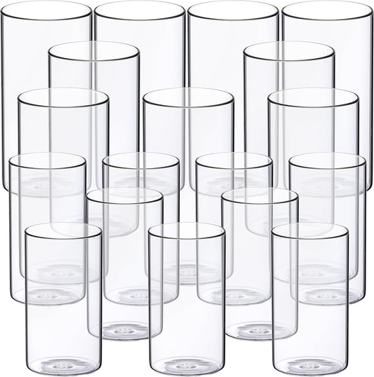 WDHODEC Bud Vases for Flowers 18 PCS, 6" 8" Clear Glass Cylinder Vase Hurricane Candle Holders Floating Pillar Wedding Centerpiece Birthday Party Decoration