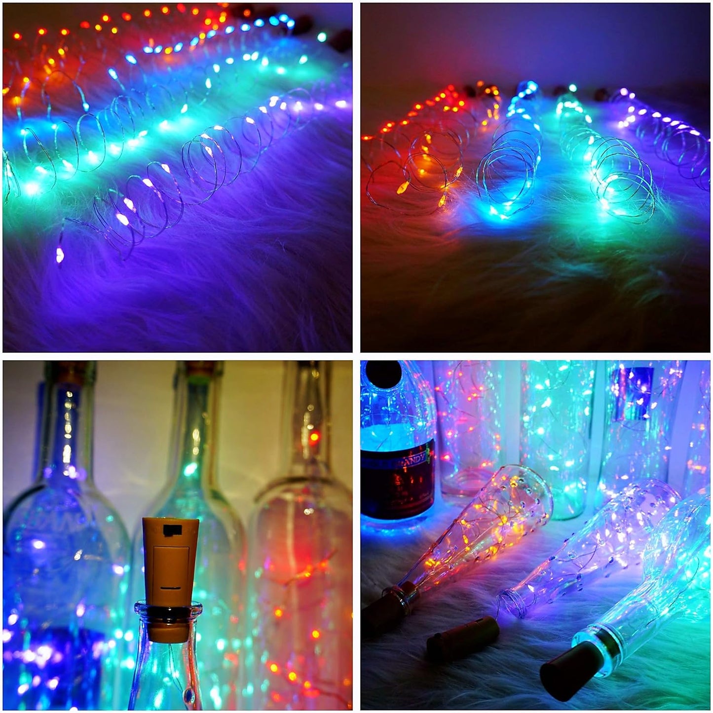 SmilingTown Wine Bottle Cork Lights 15Pack 10 LED 40 Inches Battery Operated Silver Wire Liquor Bottle Fairy Mini String Lights for Party Christmas Halloween Wedding Decoration