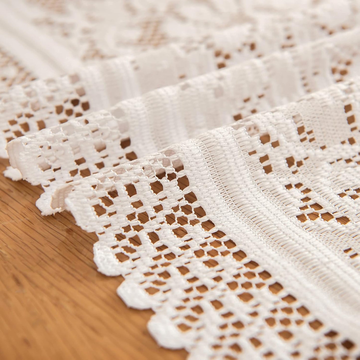 Tinsow 2 Pack Cotton Crochet Lace Rectangular Table Runner Dresser Scarf Doilies (White Style, 13" X 71")