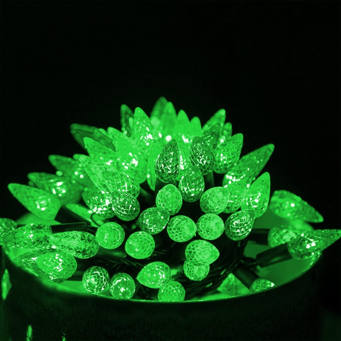 Dazzle Bright C6 Green Christmas Lights, 100 LED 33 FT Outdoor Christmas Lights Waterproof Plug in with 8 Modes for Indoor Xmas Tree Decorations