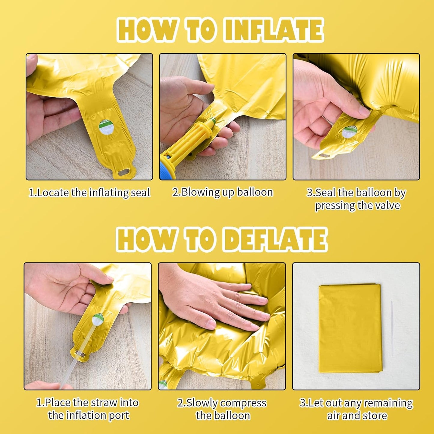 Gold Star Balloons, 22in Large Star Balloons Foil 10in 4-Pointed & Gold Pentagram Balloon for Graduation New Year Retirement Wedding Anniversary Birthday Party Decorations