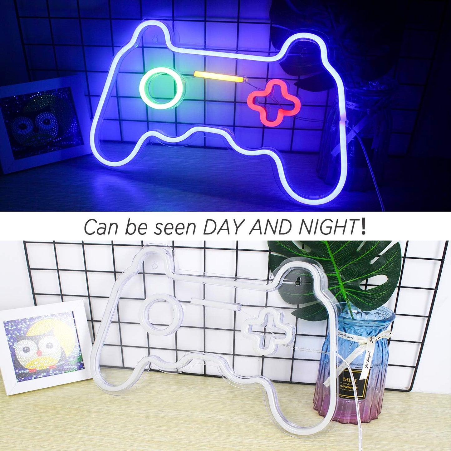 ineonlife LED Gamer Neon Sign, Gaming Room Wall Decor for Boys Teen Bedroom Decorations, Game Room Accessories and Decor Birthday Gifts (16''x 11'' / USB Powered)