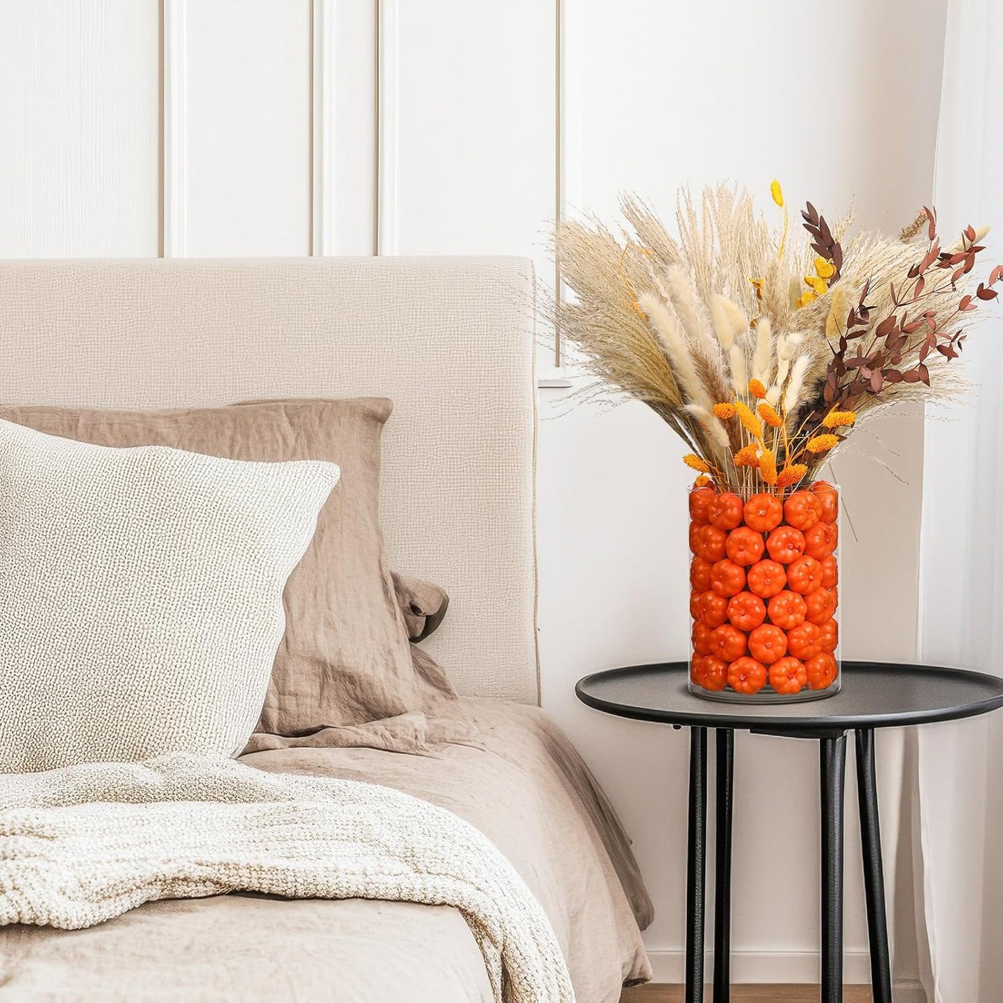 Fall Decor for Home Fall Vase with Boho Flowers Mini Pumpkin Vase Filler Set Rustic Thanksgiving Farmhouse Autumn Decorations Pampas Grass Dried Flower Pumpkin Centerpieces for Tables