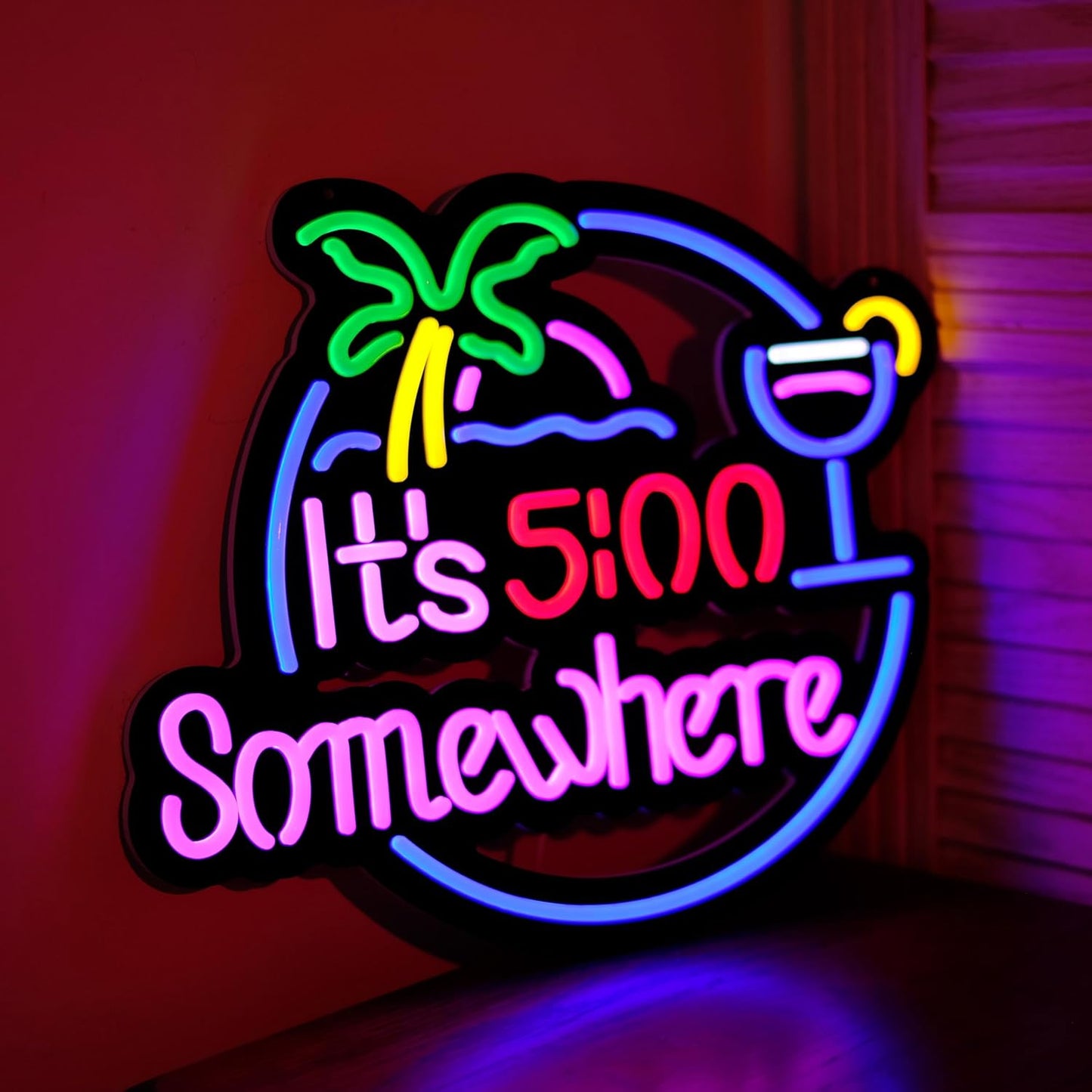 Ultrathin Its 5 00 O'clock Some Where Neon Sign Art Wall Lights for Bedroom Windows Glass Hotel Pub Cafe Wedding Birthday Party Gifts