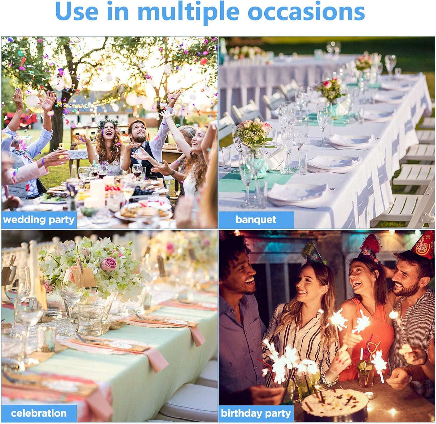 CHENGU 150 Pieces Spandex Stretch Chair Sashes Bows Elastic Chair Cover Bands Ties with Buckle Slider for Wedding Party Reception Events Universal Ceremony Banquet Decorations (Sky Blue)