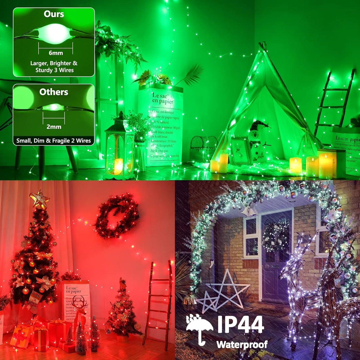 BrizLabs Christmas Fairy Lights - 66ft 200 LED Color Changing Fairy Lights with Remote, Plug-in RGB Rainbow Xmas Twinkle Light Indoor Purple Orange Starry Light for Xmas Halloween Home Party Wedding