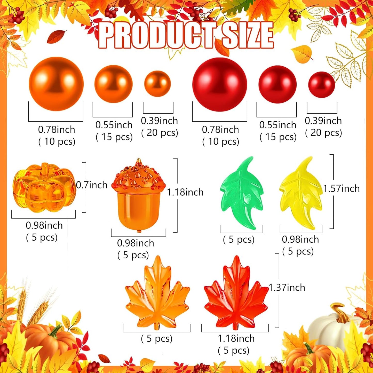 120Pcs Fall Vase Filler, Thanksgiving Faux Pearls for Vase Filler for Vases for Thanksgiving Halloween Fall Table Centerpieces