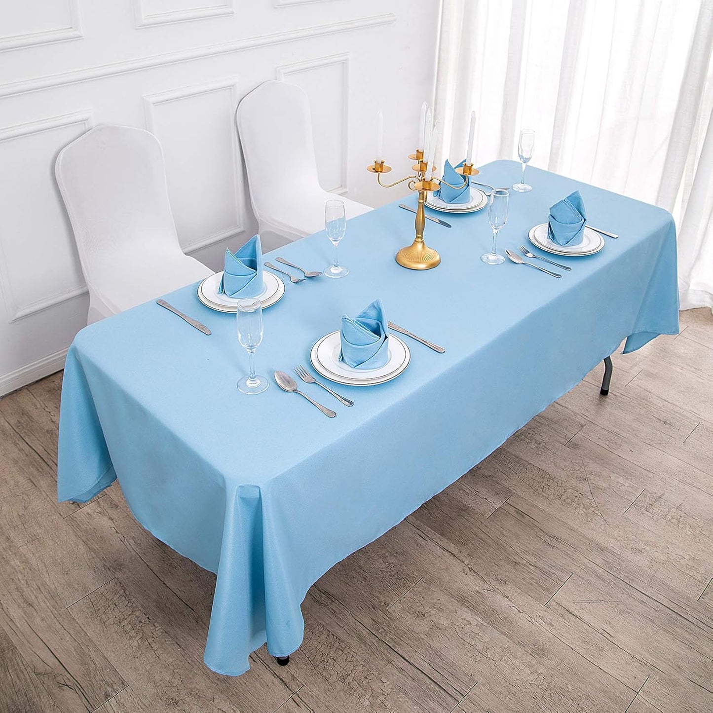 Rectangle Tablecloth 60x102 inch Washable Polyester Fabric Table Cloth for Wedding Party Dining Banquet Decoration（60x102, Blue Mist）