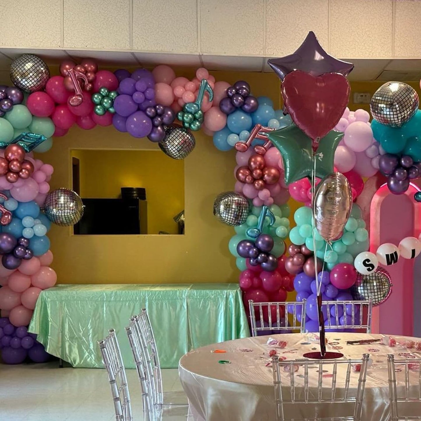 Metallic Chrome Purple Pearl Pink Maca Teal Blue Latex Balloons - 52 PCS 12 Inch with Confetti for Girls Birthday Theme Party Decoration