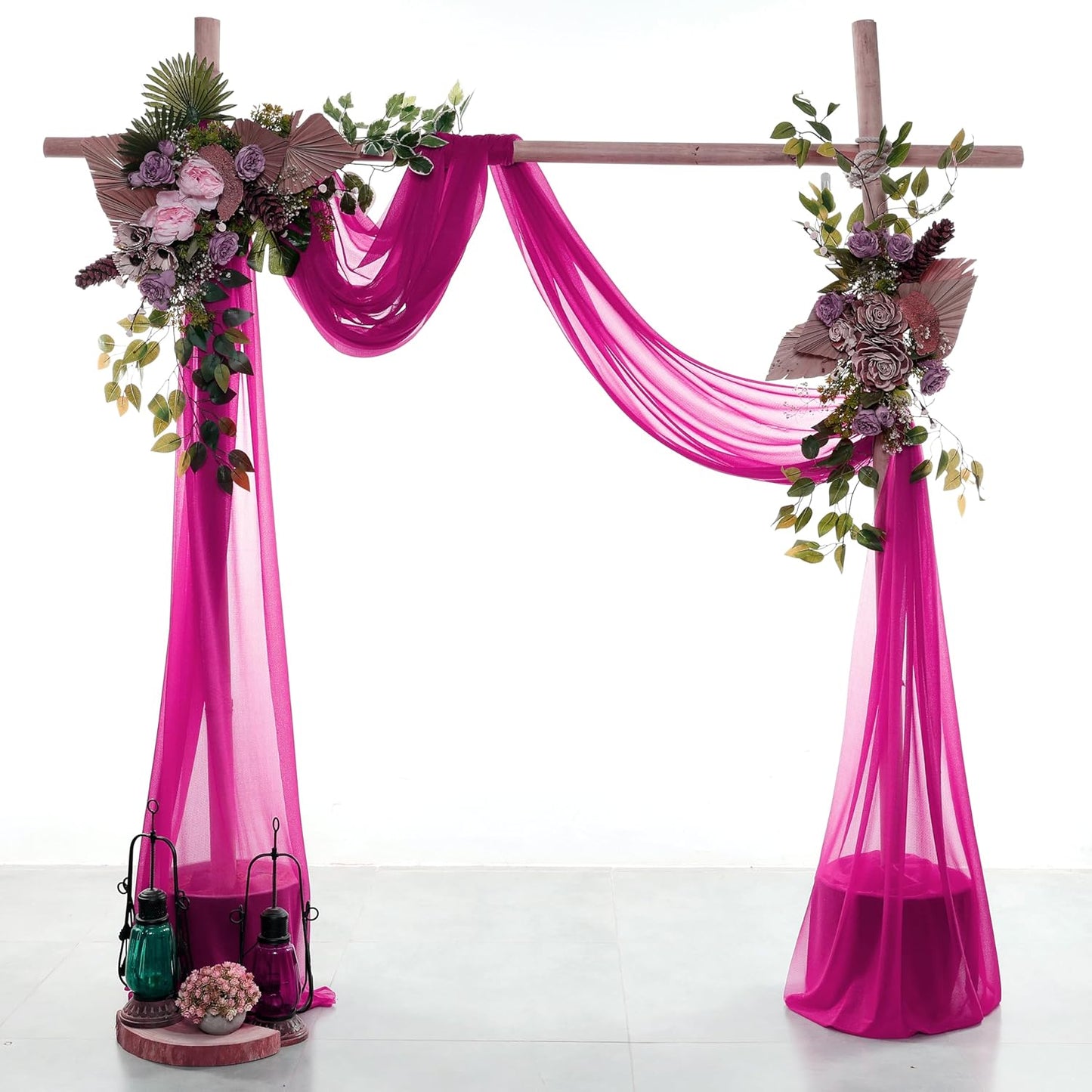 VDS Pack of 1 Panel (30 Inch X 100 Feet) Wedding Arch Draping Fabric Sheer Chiffon Fabric Drapery for Wedding Ceremony Reception Swag Backdrop Canopy Chuppah ARBO Altars Decoration (Magenta)