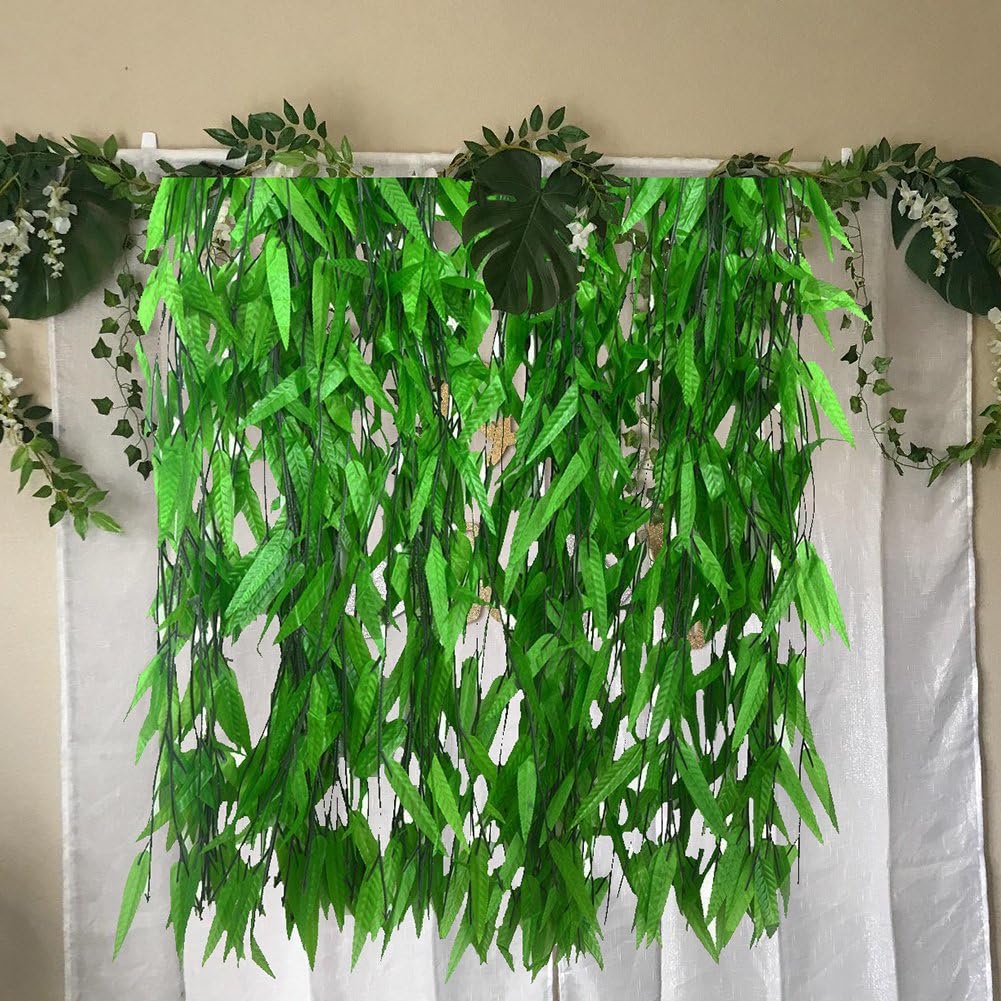Bird Fiy 50 PCS 376 Feet Artificial Flower Greenery Wicker Rattan Vine Fake Foliage Leaf Flowers Plants Garland Garden Decoration