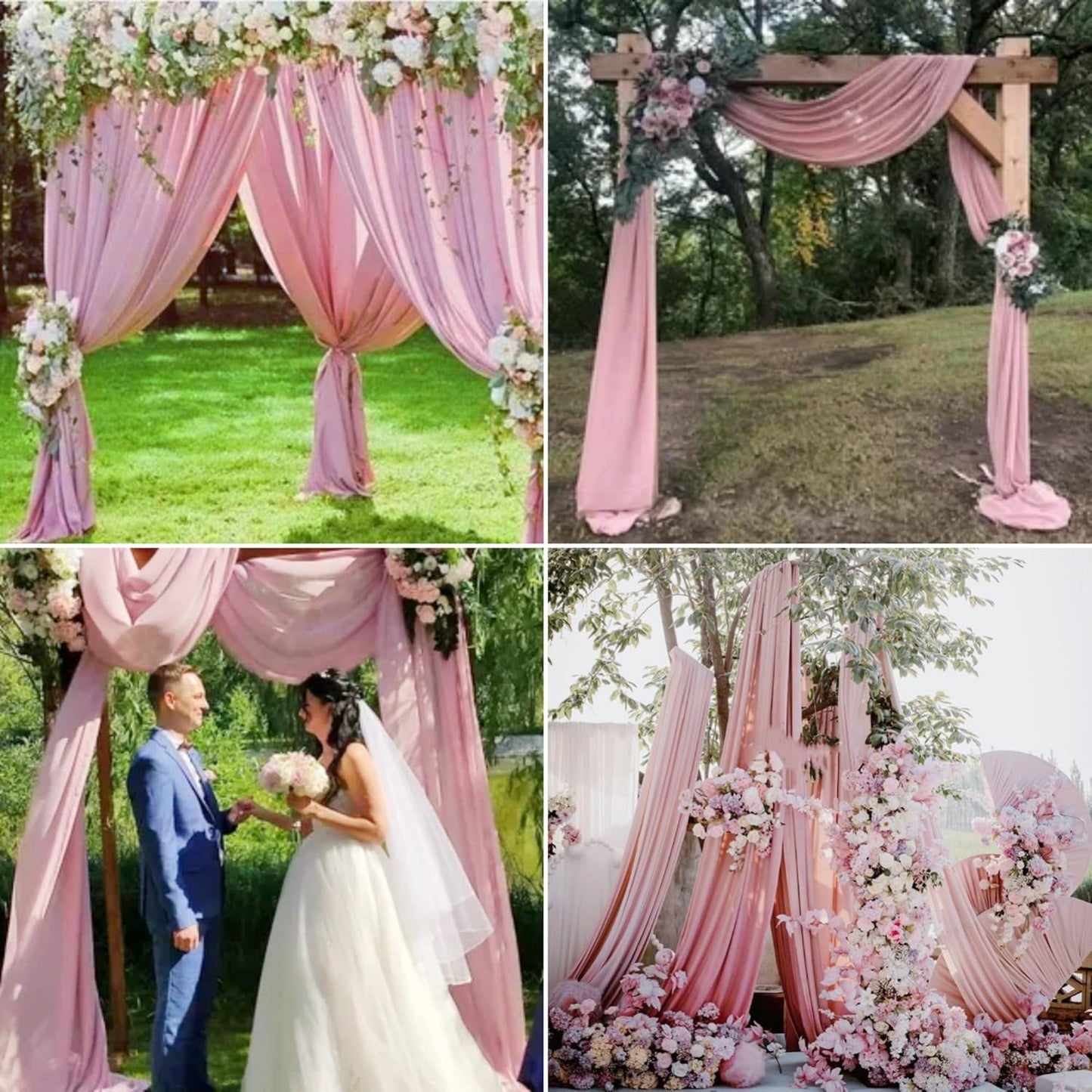 8 Panels Wedding Arch Draping Fabric 28" x 20Ft Wedding Arch Drapes Chiffon Fabric Drape Sheer Backdrop Curtain for Weddings Party Ceremony Birthday Arbor Drapery Reception Ceiling Décor(Dusty Rose)