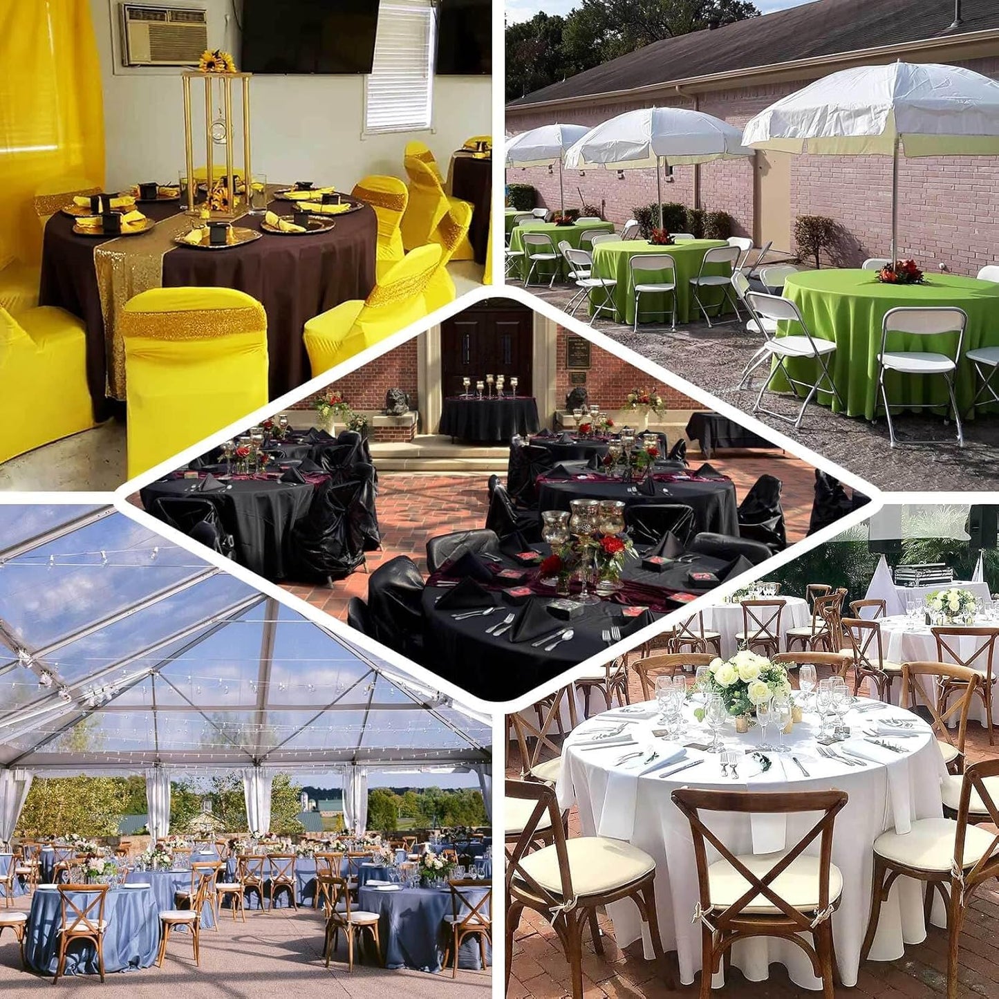 Efavormart Round Tablecloth, 120 Inch Stain & Wrinkle Resistant Washable Table Cloth, Decorative Polyester Fabric Table Cover for Banquet, Wedding, Dining - Light Blue