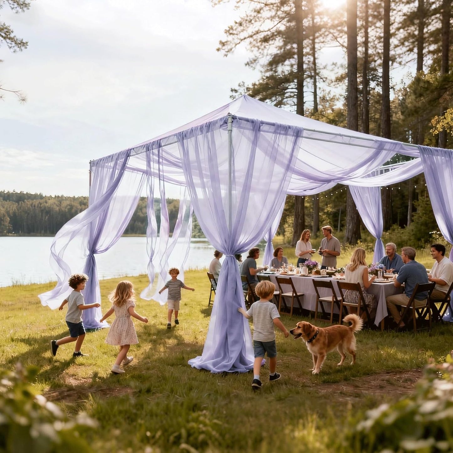 Wedding Arch Draping Fabric 29" x 18 FT Lavender Sheer Chiffon Outdoor Curtain Drapes for Wedding Birthday Party Ceremony Decor(1 Panel, Lavender)