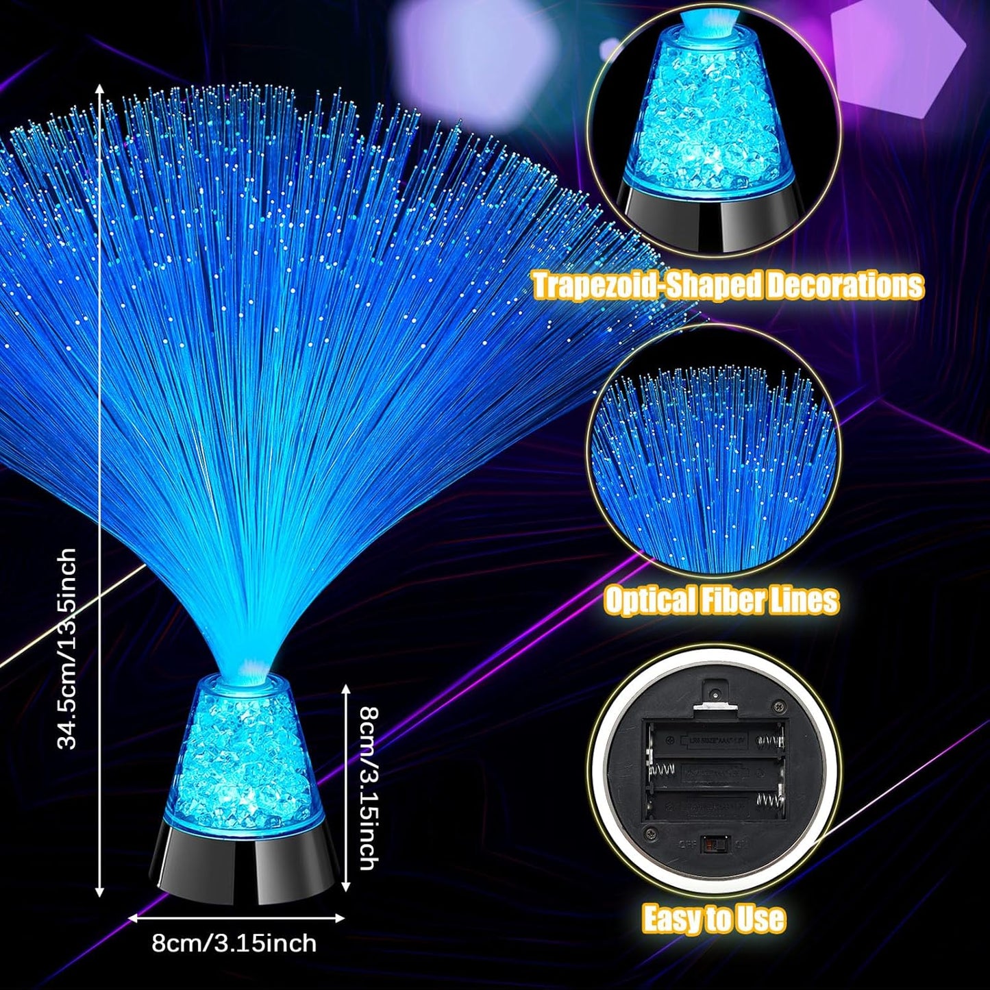 Patelai 10 Pcs LED Fiber Optic Lamp Color Changing Fiber Optic Night Light with Multicolor Glow Decorative Table Centerpiece for Sensory Bedroom Halloween Party Holiday Decorations (Novel,Blue)
