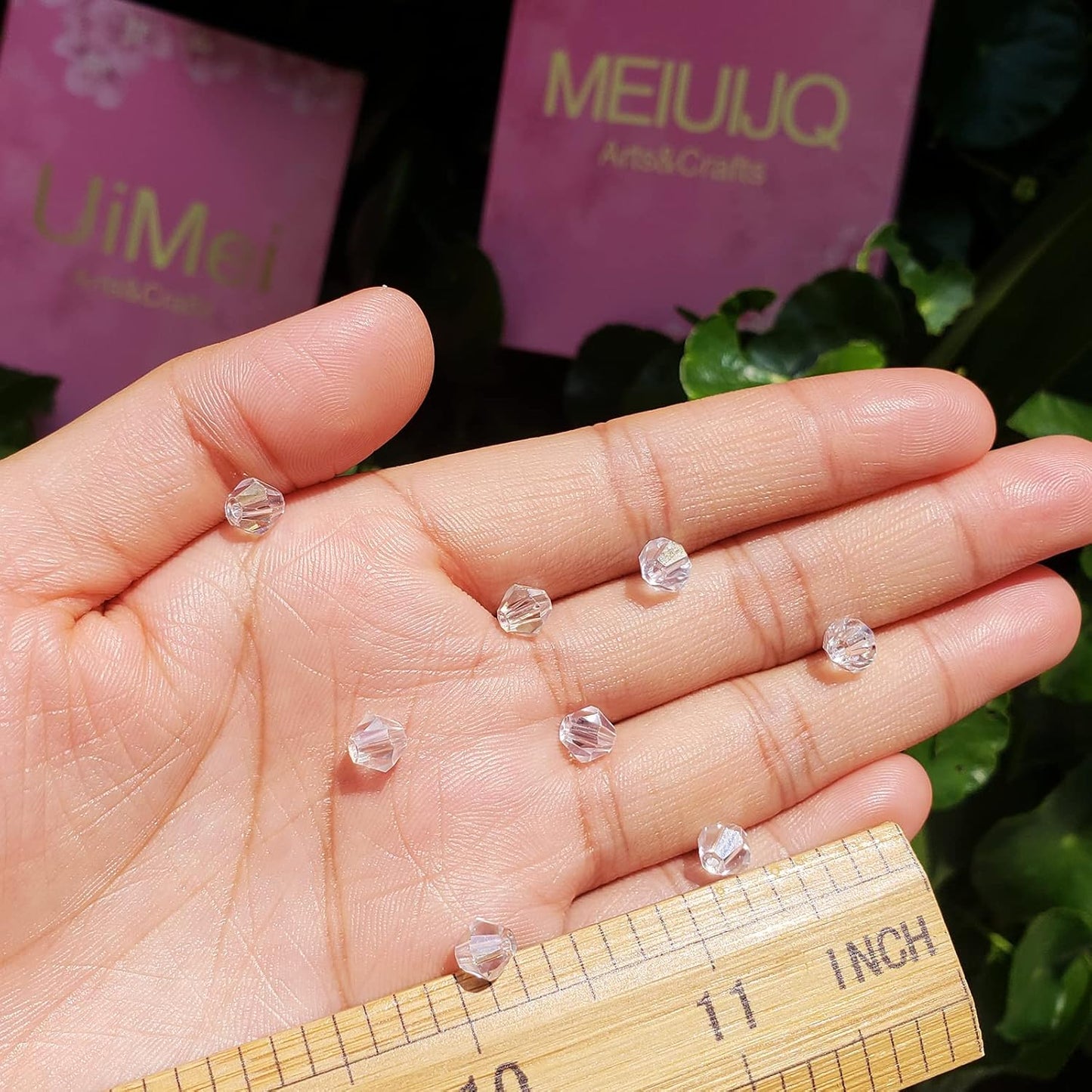 6mm Bicone 450Pcs White AB Crystal Glass Beads Faceted Bicone Shape Crystal Glass Spacer Beads for Bracelet Necklace Decorative Hand Jewelry Making (White AB, 6MM)