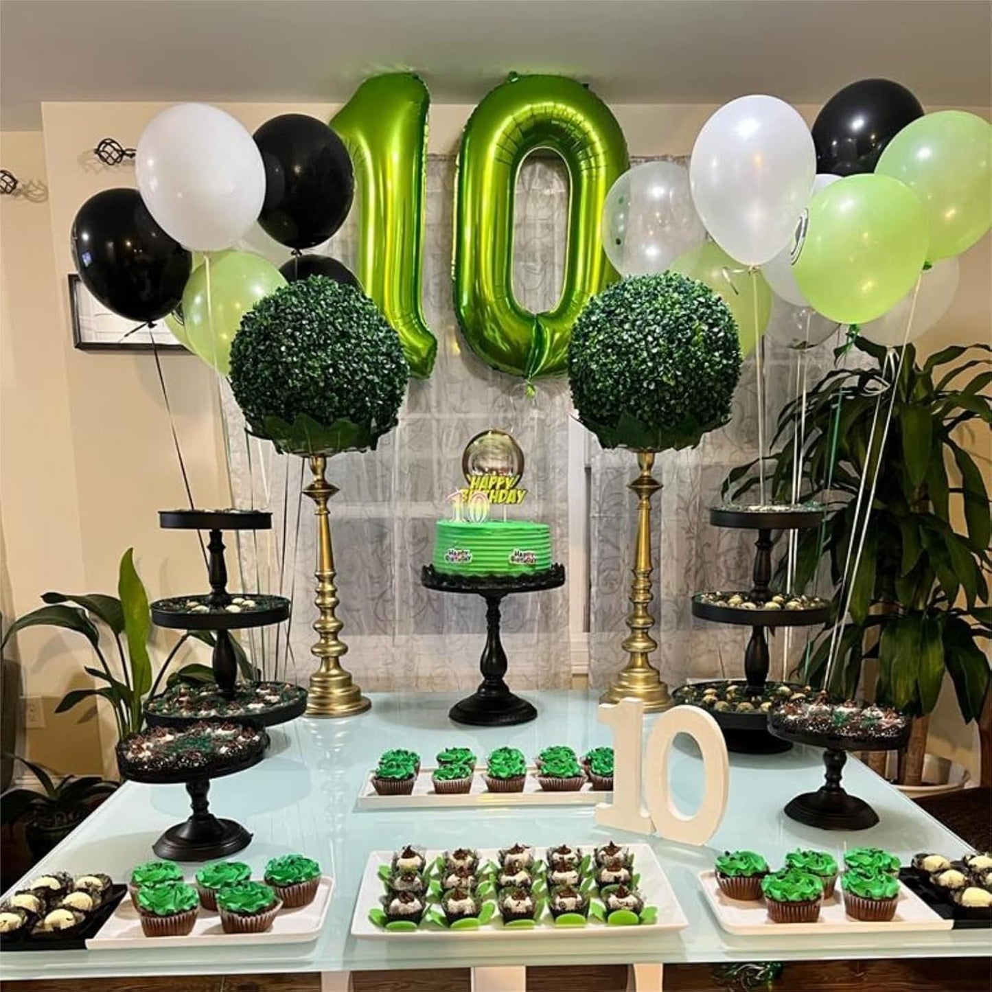 40 Inch Green Foil Balloon Number 8, Giant Self Inflating Number Balloons 0-9 for Men Women, Digital 8 Helium Balloons Set for Girls Boys 8th Jungle Birthday Anniversary Party Decorations Supplies