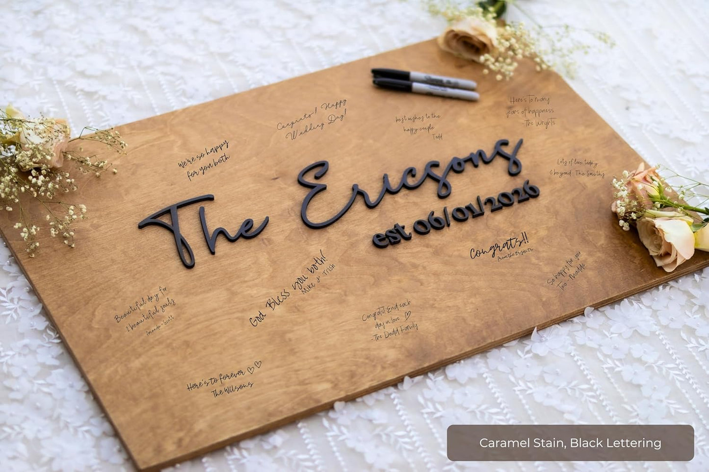 Personalized Last Name Guest Book, Unique Guest Book Sign, Custom Alternative Guest Book, Wooden Guest Book, Wedding Ceremony Guestbook Sign (Design 8)