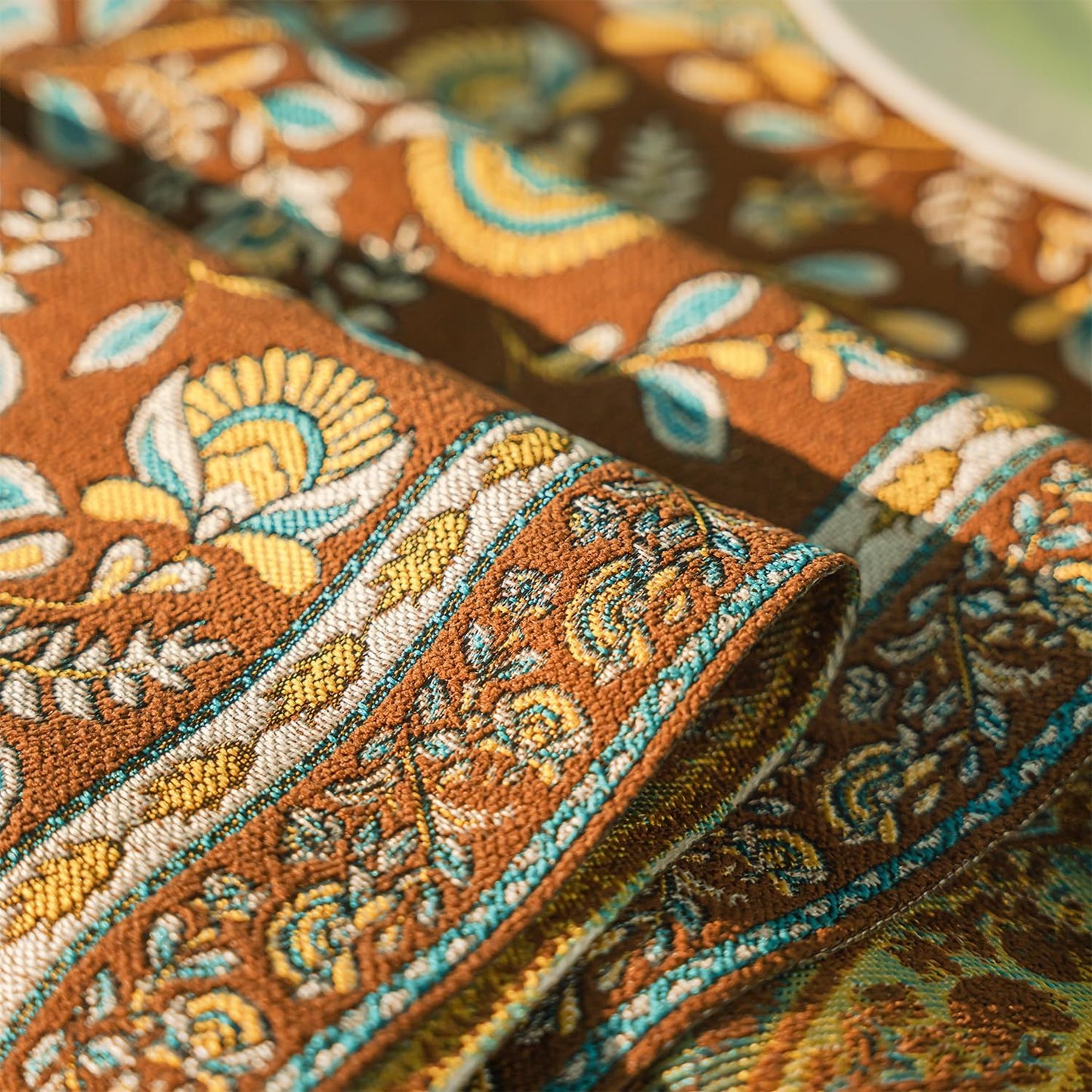 13×72 Inch Table Runner, Retro-Luxury Tassels Series for Kitchen Dining Table Holiday Decoration (Coffee Branch)