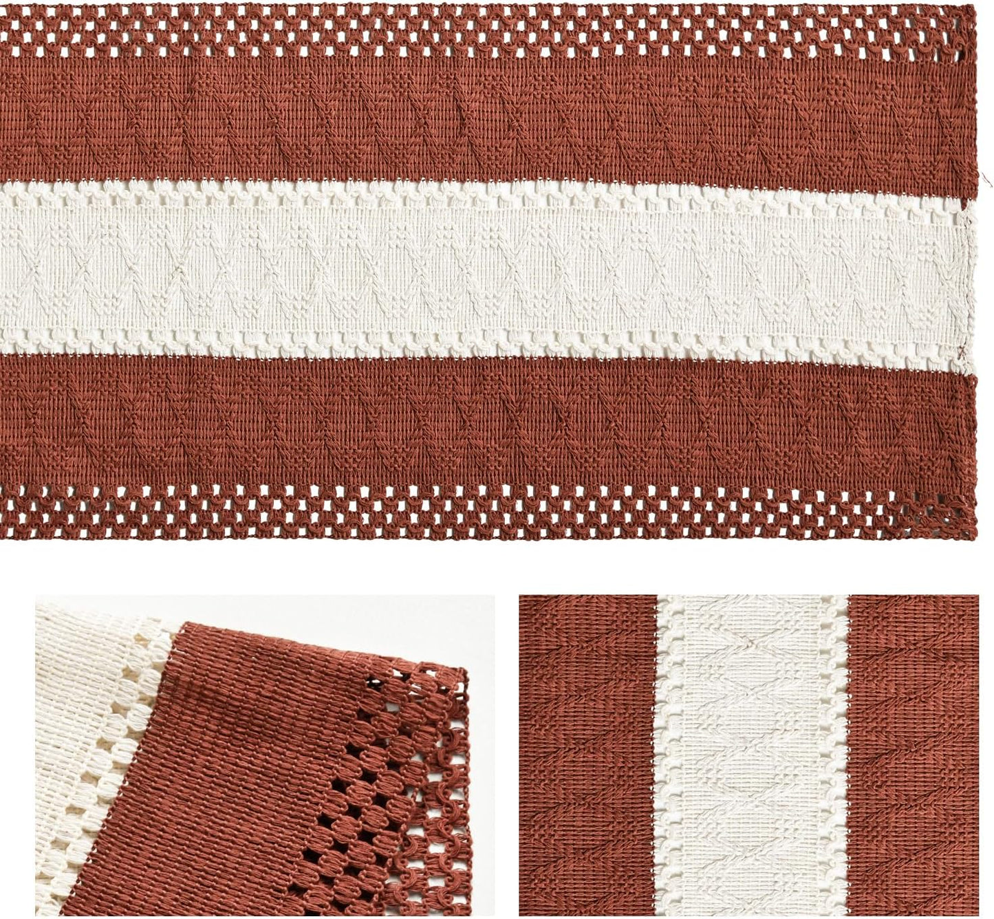 Artoid Mode Caramel Farmhouse Rustic Table Runner, Seasonal Hollow Kitchen Dining Table Decoration for Home Party Decor 12x72 Inch