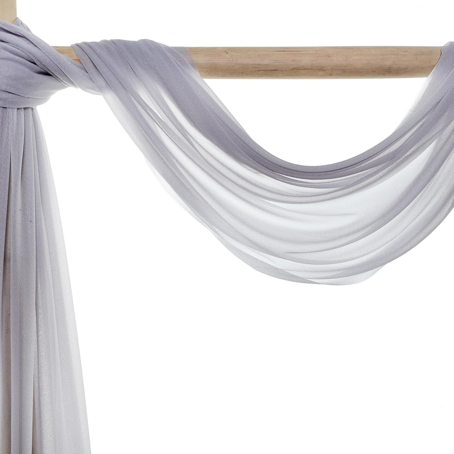 VDS Pack of 2 Panel (30 Inch X 20 Feet) Wedding Arch Draping Fabric Sheer Chiffon Fabric Drapery for Wedding Ceremony Reception Swag Backdrop Canopy Chuppah ARBO Altars Decoration (Cool Grey)