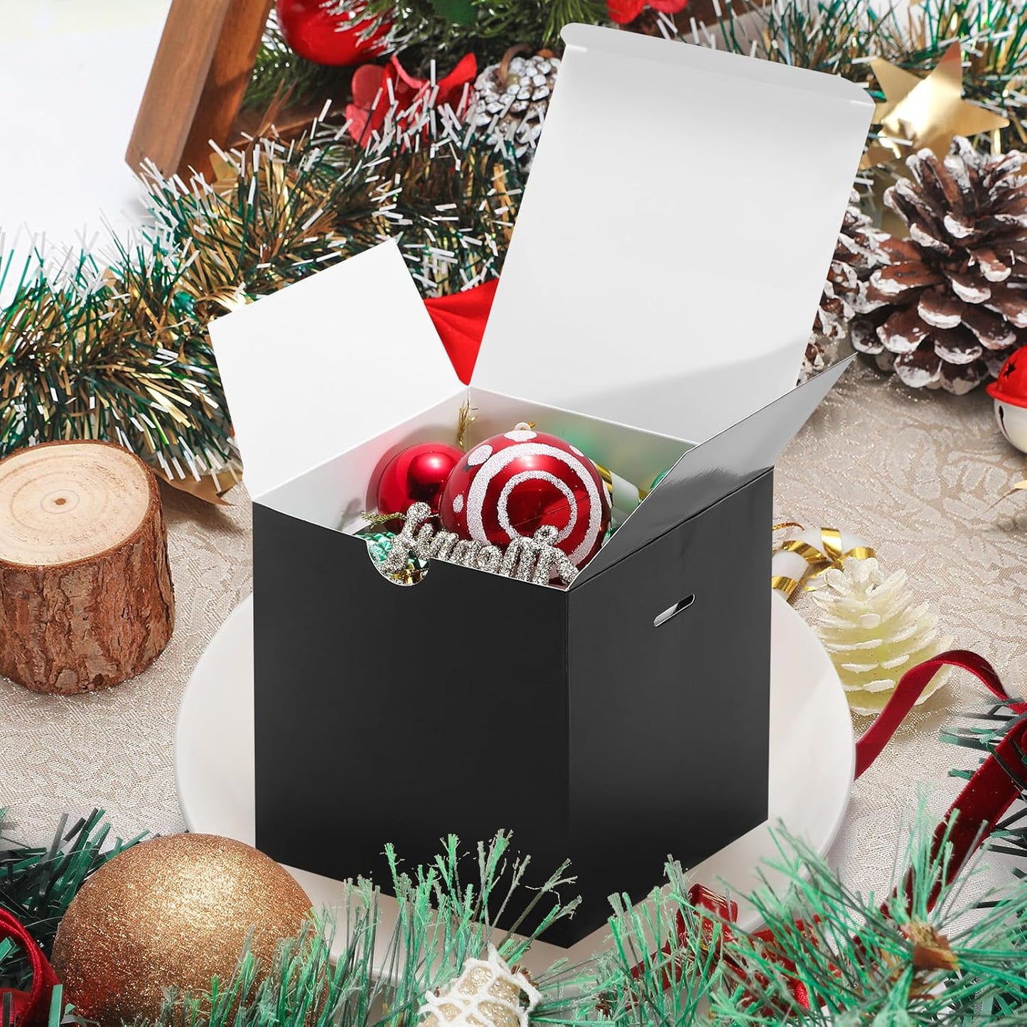 DOYIDE Small Gift Boxes, 20 Pack 5x5x5 Inch Black Elegant Paper Boxes with Ribbons, Crafting, Christmas Gift Box Wedding Party Favor, Cupcake, Candy, Bridesmaids Proposal Box