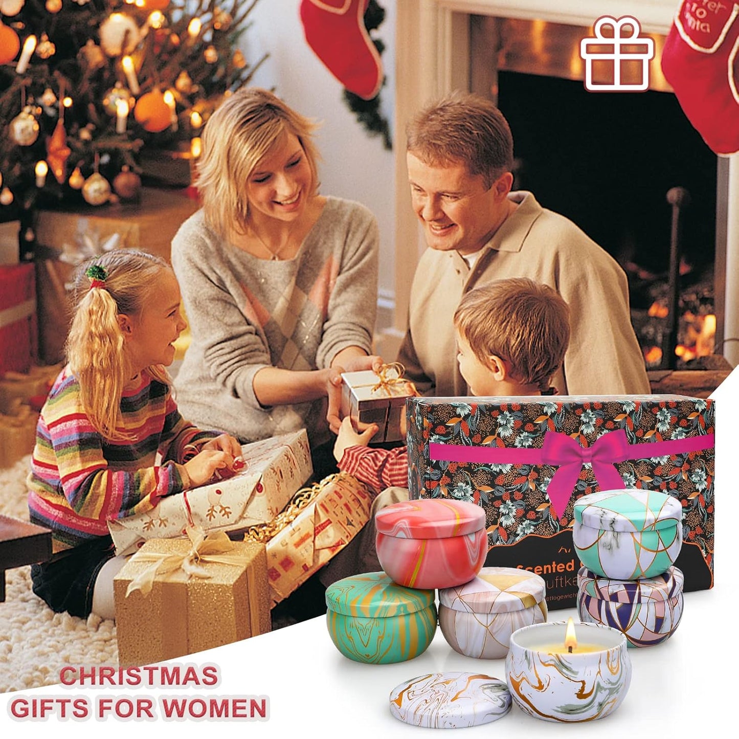 6 Pack Scented Candles Gifts Set, Aromatherapy Candles for Home Scented, Natural Soy Candles Gifts for Women, 120H Burning Time, Portable Small Jar Candle Set for Travel,Yoga, Bath, Spa