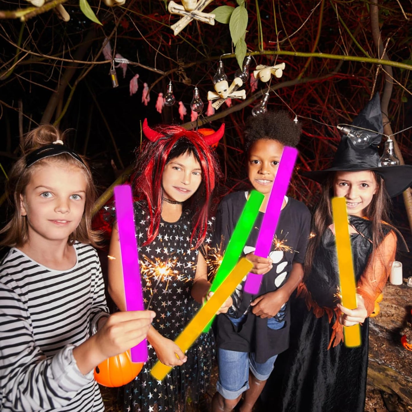 Glow Foam Sticks Bulk, 24 Pcs Orange Giant LED Light Up Sticks Flashing Glowing Baton Wands Party Supplies for Wedding, Raves,Concert,Birthday,Christmas, Halloween,Sporting Events