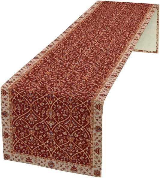 Boho Floral Vintage Table Runner, Red Retro Flower Rustic Country Farmhouse Abstract Pattern for Home Kitchen Table Decor Dining Coffee Room Party Decor 13x72in