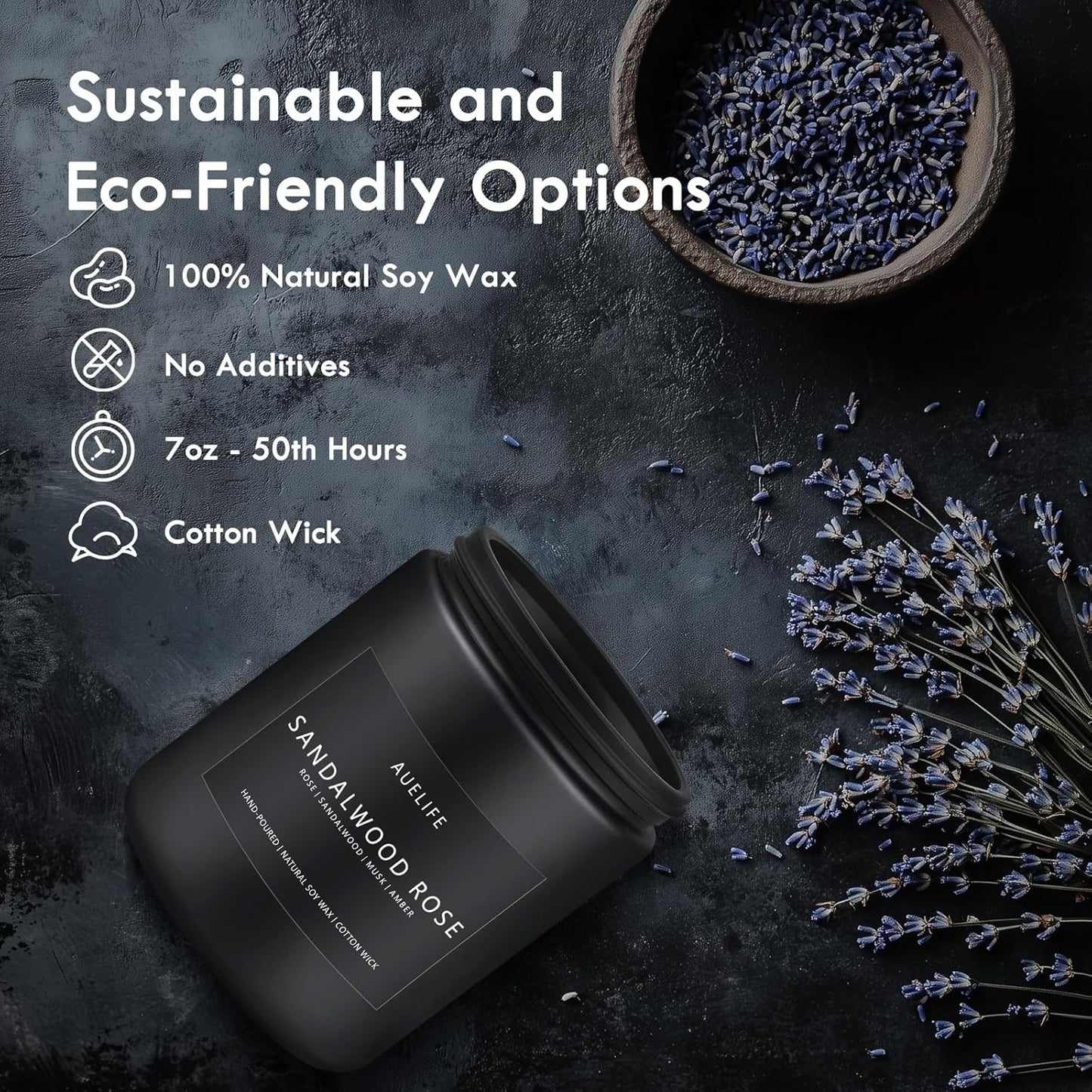 Sandalwood Rose Candle | Scented Candles for Home, Aromatherapy Candle - Soy Candles for Home Scented, Gifts for Women Men, House Fragrance Decoration -7oz